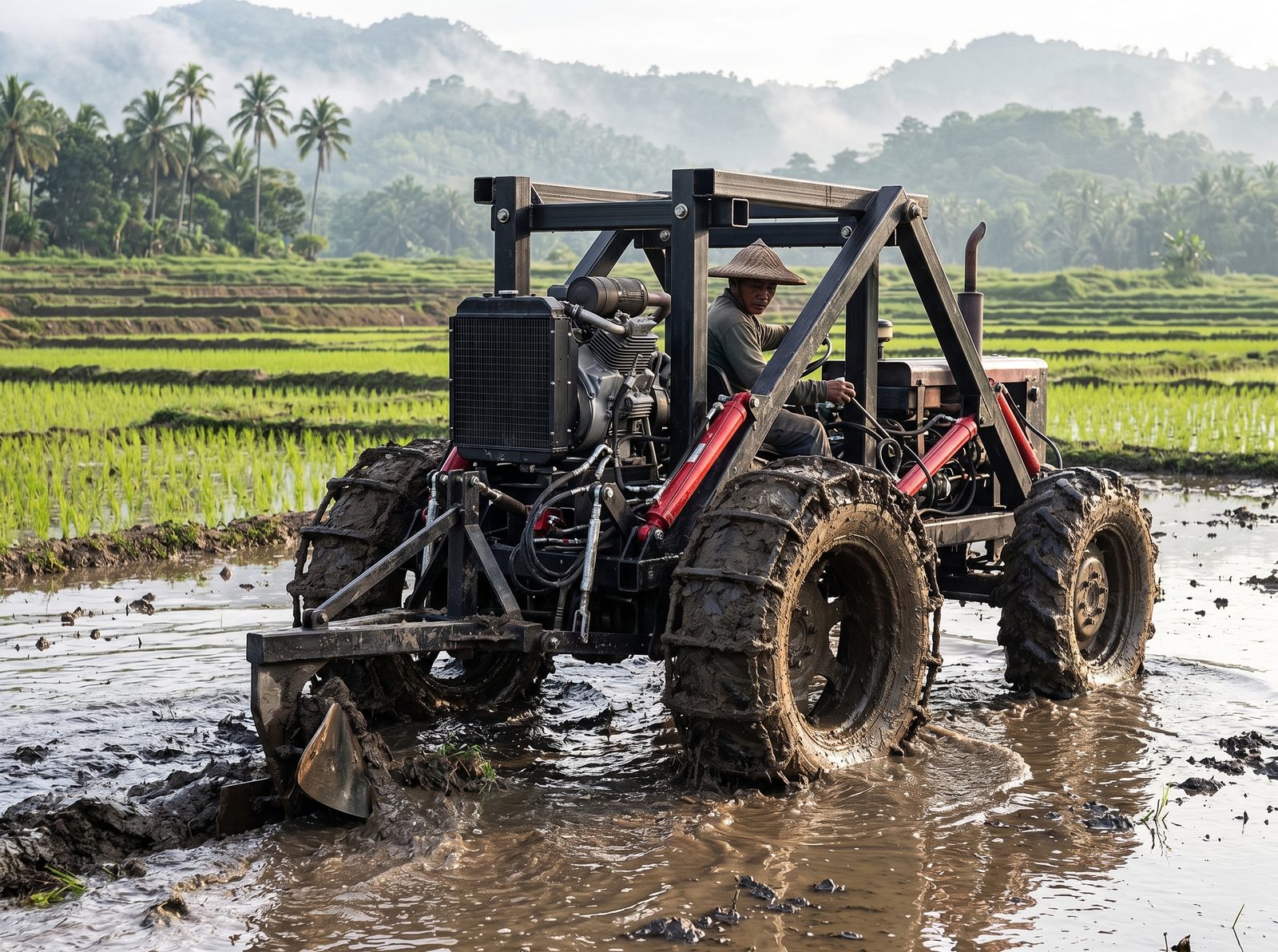 LifeTrac concept working a flooded rice paddy
